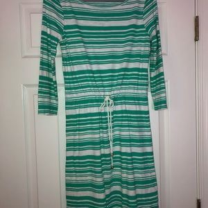 Adorable green & white stripped dress